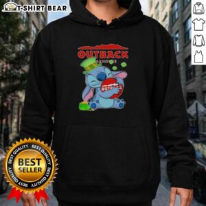 Alt Text: Pretty Stitch Hug The Outback Steakhouse logo on a Happy St. Patrick's Day hoodie, perfect for festive celebrations.