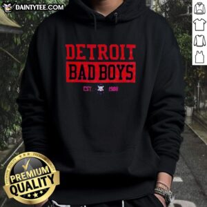 Nice Detroit Pistons Bad Boys Est 1988 Hoodie featuring vintage design and team colors for basketball fans.