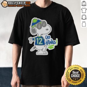 Premium Snoopy in Seattle Seahawks outfit, wearing 'Go Hawks' T-shirt, perfect for Seahawks fans and collectors.