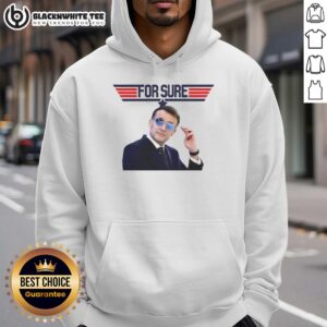 Good Emmanuel Macron For Sure X Top Gun Logo Hoodie featuring a stylish design and vibrant graphics for fans.