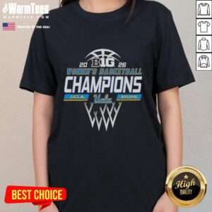 Alt Text: UCLA Bruins 2026 Big Ten Women's Basketball Champions locker room tee, celebrating their regular season victory.