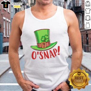 Alt Text: Pretty Osnap St. Patrick's Day leprechaun hat and shamrock tank top for festive celebrations and Irish-themed events.