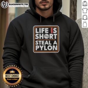 Original Life Is Short Steal A Pylon Hoodie in black, showcasing a stylish design perfect for casual wear.
