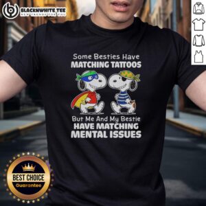 Alt Text: Cute Snoopy t-shirt featuring 'Matching Mental Issues' design, perfect for friends with a sense of humor about mental health.