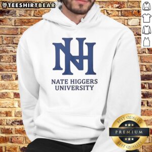 Official Nate Higgers University Logo Hoodie featuring a bold logo on a stylish design for students and alumni.