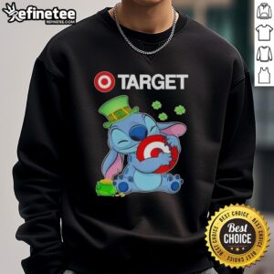 Official Stitch with St. Patrick's Hug Target logo sweatshirt featuring a festive design perfect for celebrating St. Patrick's Day.