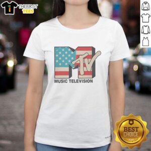 Official MTV Music Television Us Flag Classic Logo T-Shirt - Image 3