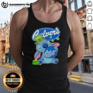 Happy St. Patrick's Day tank top featuring the Top Stitch Hug The Culvers logo in vibrant colors and festive design.