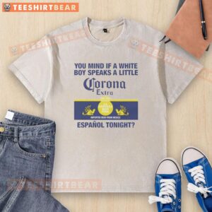 Trendy white 'Corona Extra' washed t-shirt featuring a playful graphic, perfect for casual wear and summer vibes.