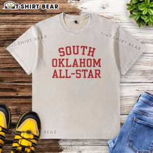 Nice South Oklahoma All-Stars washed t-shirt in soft fabric, showcasing vibrant team colors and logo for casual wear.