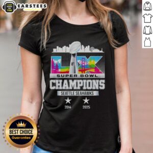 Good Seattle Seahawks 2014-2025 Super Bowl LX Champions Retro Ladies Tee showcasing team pride in stylish design.