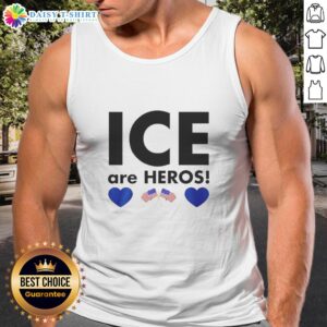 Top ICE Are Heroes flag tank top featuring vibrant design and patriotic colors, perfect for summer wear and events.