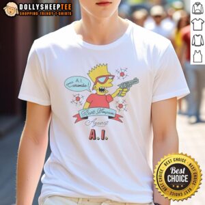 Nice Bart Ai Caramba Against Ai T-Shirt featuring a vibrant graphic of Bart Simpson with playful colors and bold design.