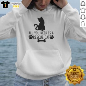 Alt Text: Cozy 'Pretty All You Need Is Rescue Cat Hoodie' featuring a cute cat graphic, perfect for cat lovers and animal rescue advocates.