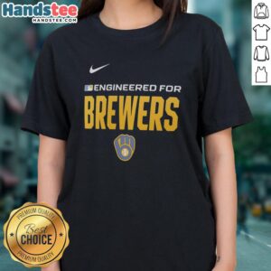Nice engineered Milwaukee Brewers MLB logo ladies tee, showcasing stylish design for female baseball fans.