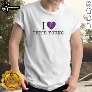 Original East Give Back I Love Chris Young T-Shirt featuring a stylish design celebrating the country music artist.