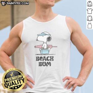 Adorable Snoopy tank top featuring cute Peanuts beach bum design, perfect for summer outings and casual wear.
