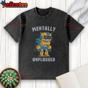 Official Mentally Unplugged washed t-shirt featuring a relaxed fit and graphic design, perfect for casual wear.