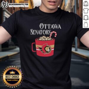 Official Ottawa Senators Hockey Team NFL Mug Candy Cane T-Shirt featuring team logo and festive design for fans.