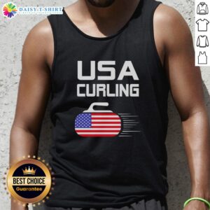Original Curling USA Support Team tank top featuring the American flag design for sports enthusiasts.
