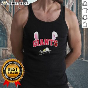 Pretty New York Giants x Snoopy Happy Easter tank top featuring vibrant graphics and festive design.