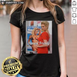 Hot Kate Upton Si Almost Friday Ladies Tee featuring a vibrant graphic design, perfect for casual wear and stylish outings.