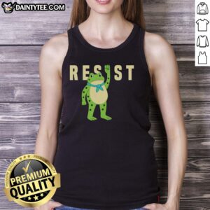 Frog caricature graphic on a stylish Nice Resist Portland tank top for casual summer wear.