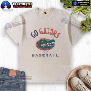 Top Florida Gators Baseball washed t-shirt featuring Go Gators logo, perfect for fans of Florida Gators sports apparel.