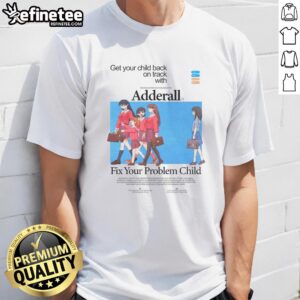 Child wearing 'Get Your Child Back On Track With Azu Adderall' T-Shirt, promoting focus and learning support.