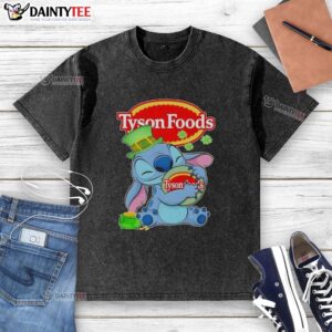 Pretty Stitch St. Patrick's washed t-shirt featuring Tyson Foods logo, perfect for festive celebrations.
