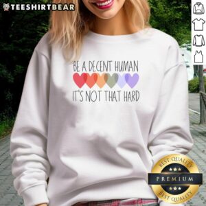 Pretty Be A Decent Human sweatshirt featuring a motivational quote, perfect for casual wear and spreading positivity.