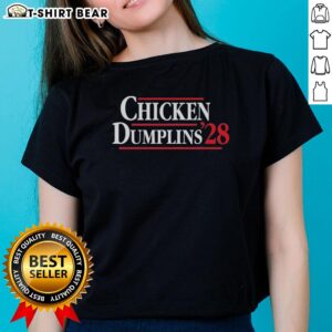 Delicious Original Chicken Dumplings served in a bowl, perfect for cozy meals, featured on a Ladies Tee design.