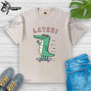 Original Later Skater Alligator Washed T-Shirt featuring a fun alligator graphic on a soft, vintage-style fabric.