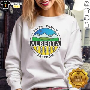 Alt Text: Cozy Top Alberta Faith Family Freedom Sweatshirt in a stylish design, perfect for expressing values and comfort.