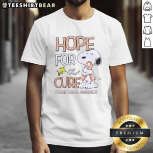 Funny Snoopy Hope For A Cure Uterine Cancer Awareness T-Shirt featuring a playful design promoting cancer awareness.