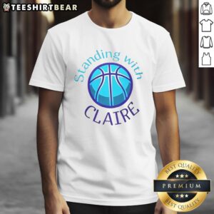 Top standing Claire NDSU Women's Basketball T-shirt featuring team colors and logo, perfect for fans and supporters.