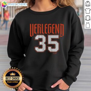 Justin Verlander wearing a Detroit Verlegend sweatshirt, showcasing team spirit and style for baseball fans.