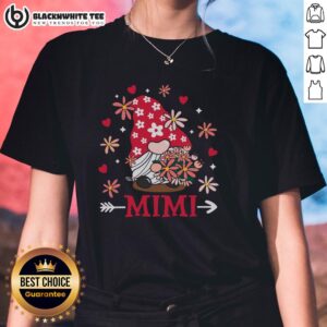 Alt Text: Cute Valentine's Day tee featuring an adorable Mimi gnome with hearts, perfect for celebrating love this season.