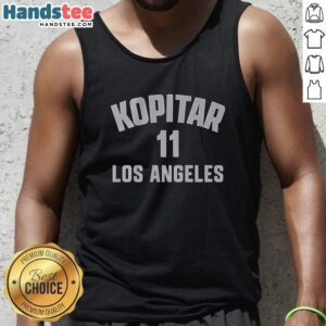 Official Anze Kopitar Los Angeles Kings ice hockey tank top featuring name and number 11 design for fans.