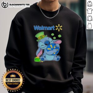 Original Stitch St. Patrick's Hug sweatshirt featuring Walmart logo, perfect for festive celebrations and casual wear.