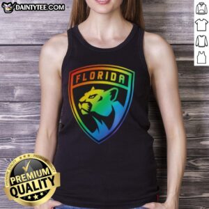 Alt Text: Florida Panthers team pride logo tank top featuring vibrant colors and a stylish design for fans.