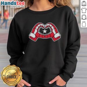 Nice USA Hockey heart graphic on gloves sweatshirt, perfect for hockey fans and winter sports enthusiasts.