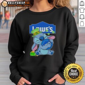 St. Patrick's Day sweatshirt featuring a top stitch design and Lowe's logo, perfect for festive celebrations.
