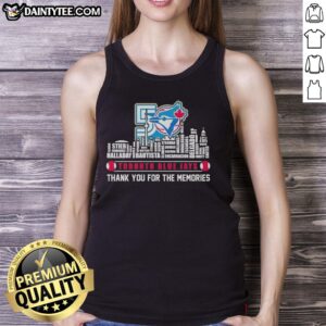 Good 2026 Toronto Blue Jays baseball tank top featuring city skyline and all player names for fans.
