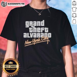 Nice Grand Theft Alvarado New York City ladies tee showcasing a stylish design perfect for urban fashion enthusiasts.