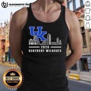 Pretty Kentucky Wildcats tank top with city skyline design, featuring all names for 2026 fans and supporters.