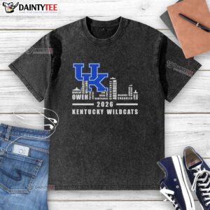 2026 Kentucky Wildcats washed t-shirt featuring city skyline design and all team names, perfect for fans.