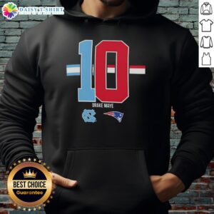 Official Drake Maye New England Patriots x North Carolina Tar Heels logo hoodie featuring stylish design and team colors.