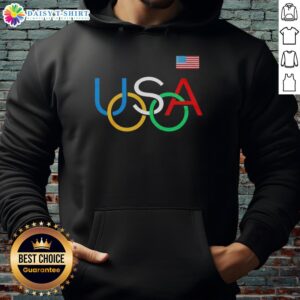 Nice USA Rings Olympic Logo Hoodie showcasing a vibrant design, perfect for sports enthusiasts and Olympic fans.