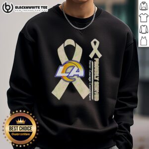 Alt Text: Hot Los Angeles Rams sweatshirt featuring 'Honor, Courage, Commitment' slogan, perfect for fans and team spirit.